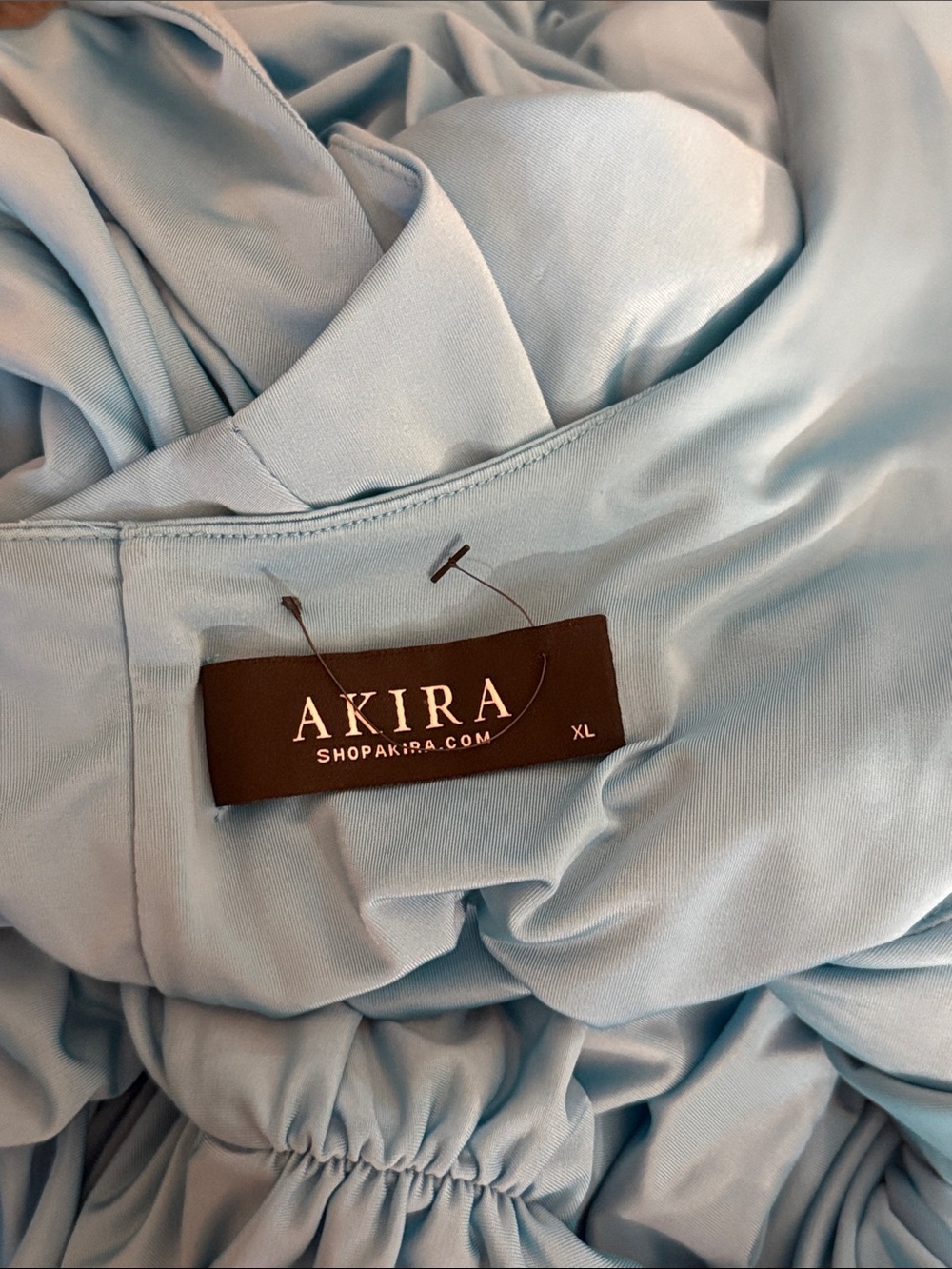 AKIRA XL Light Blue Ruched Maxi Dress - Picture 8 of 9